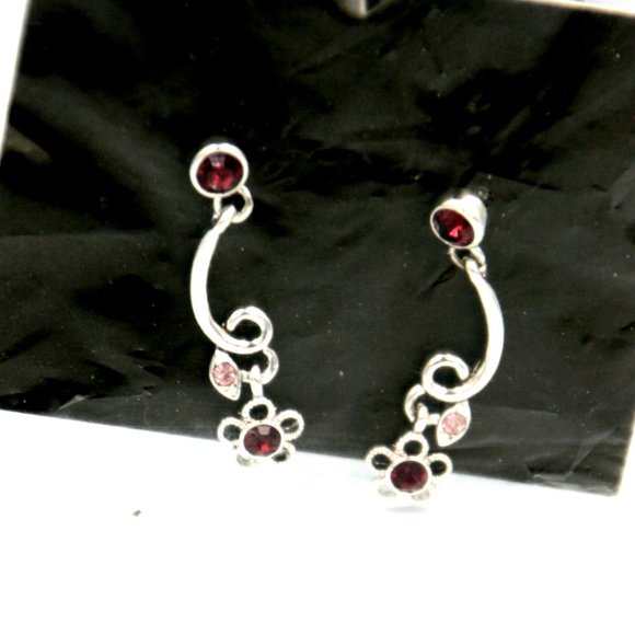 Purple & Silver Dangle Earrings - Picture 1 of 2